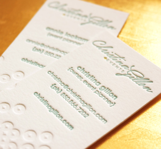 Christina Gillon Events branding, business card design.