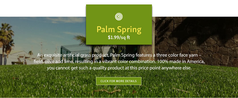 Artificial Turf eCommerce Website Design - Featured Product Listing