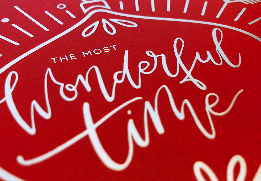 InComm Corporate Holiday Card, Hand Lettering, Silver Foil